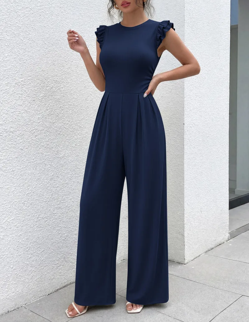 Ekouaer Ribbed Knit Ruffle Cap Sleeve One-Piece Romper sold by Ekouaer product image thumbnail 4