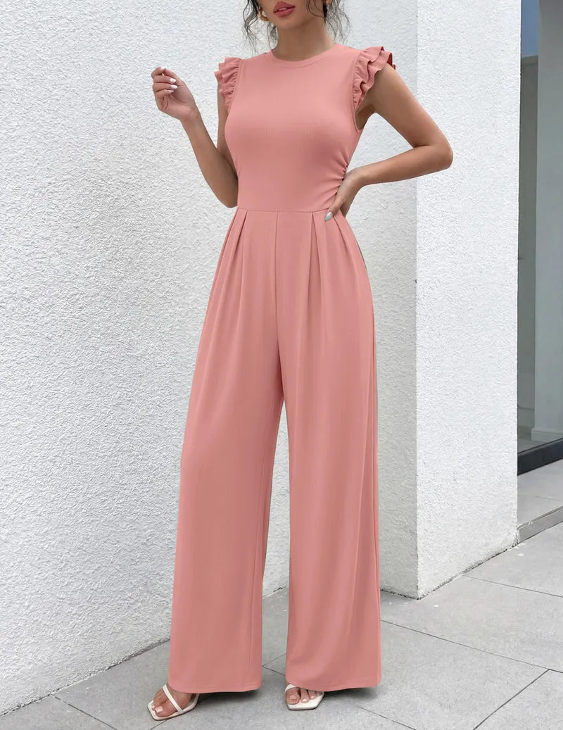 Ekouaer Ribbed Knit Ruffle Cap Sleeve One-Piece Romper sold by Ekouaer product image thumbnail 5