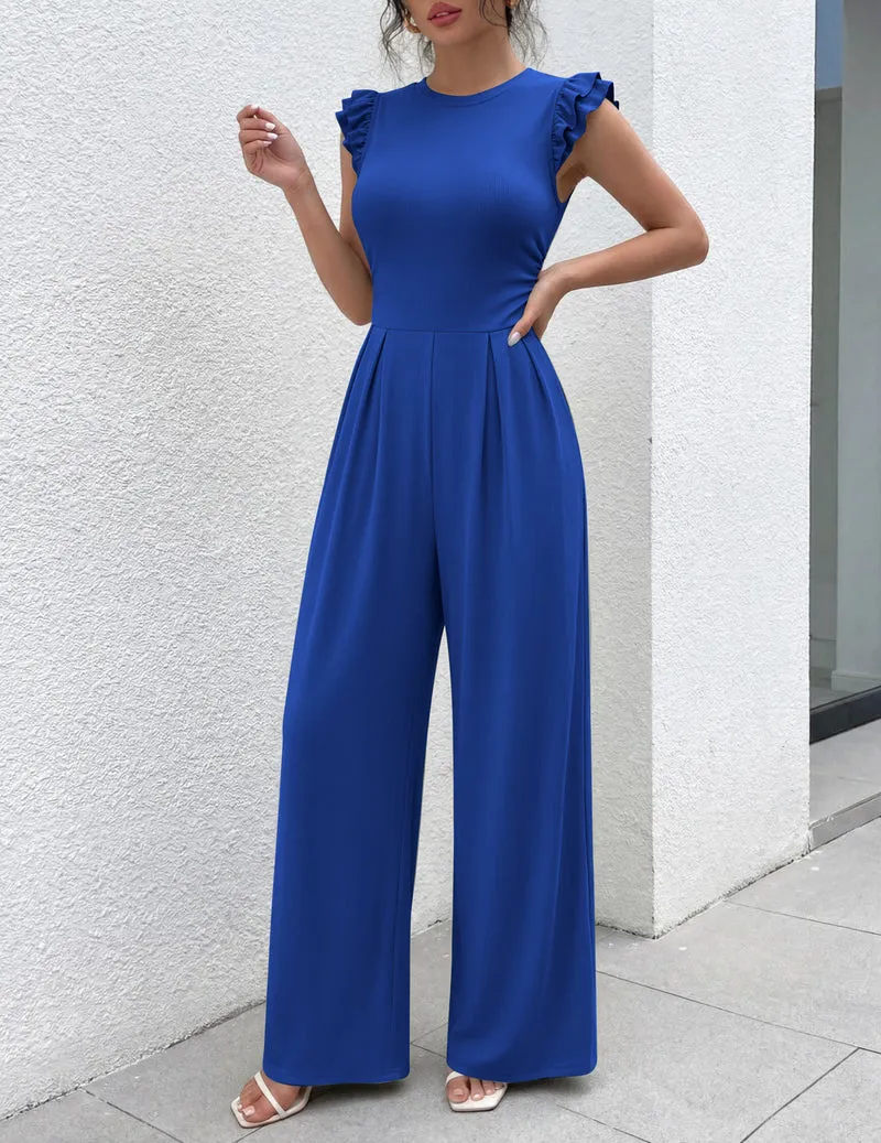 Ekouaer Ribbed Knit Ruffle Cap Sleeve One-Piece Romper sold by Ekouaer product image thumbnail 3