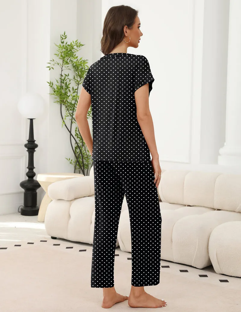 Ekouaer 2-Pack Short Sleeve V-Neck Pajama Lounge Sets sold by Ekouaer product image thumbnail 5