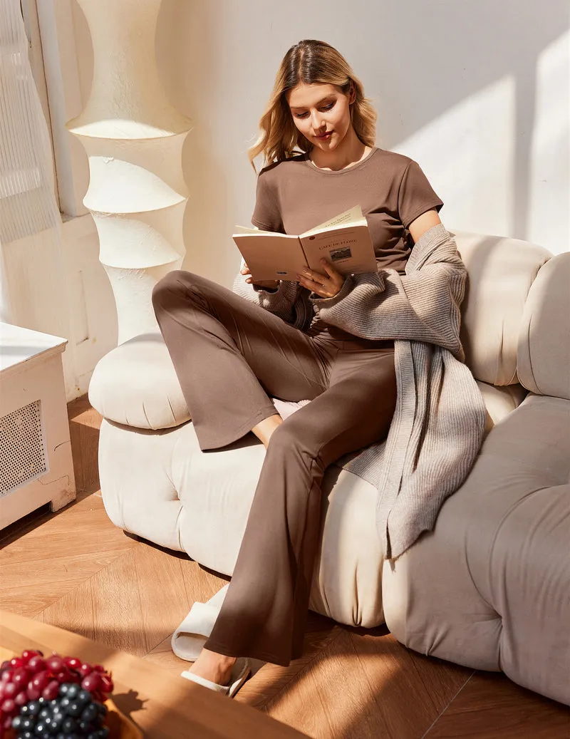 Ekouaer Crop Top & Flare Pants 2-Piece Lounge Set sold by Ekouaer product image thumbnail 2