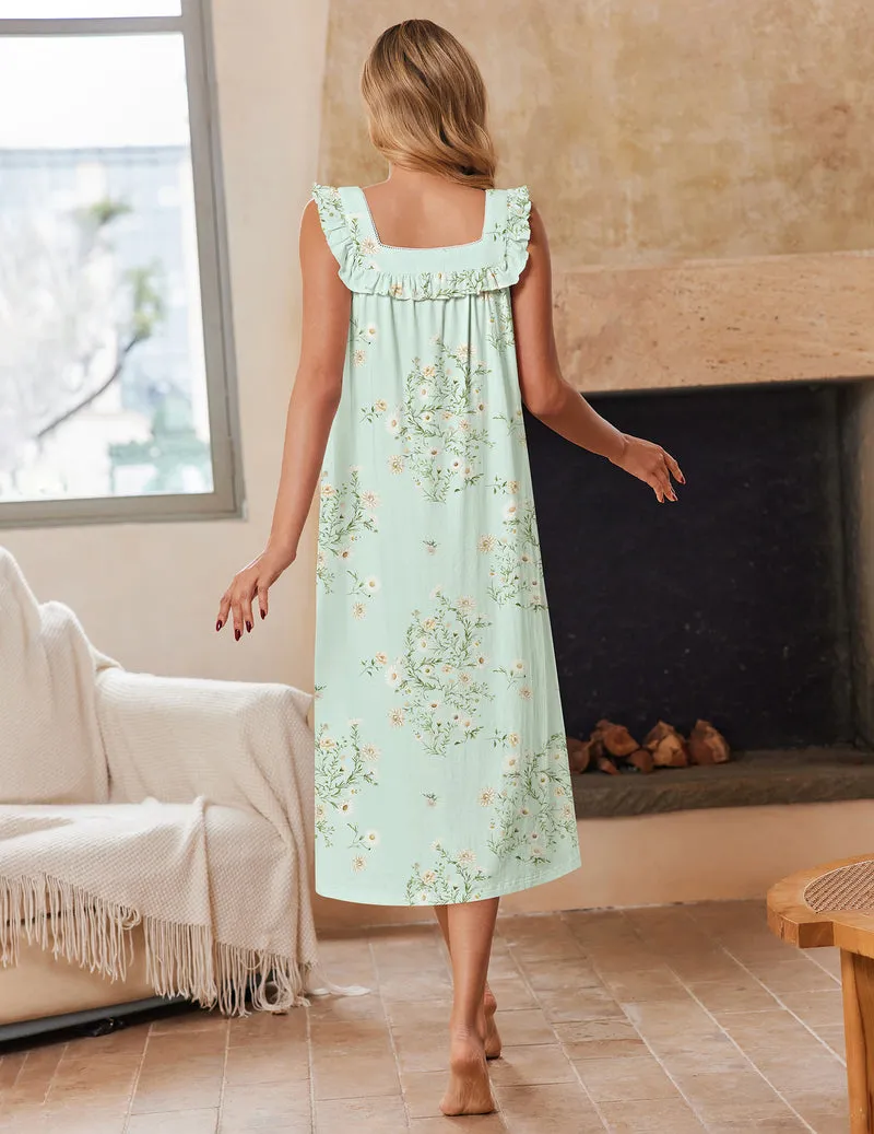 Ekouaer Cotton Sleeveless Victorian Long Nightgown sold by Ekouaer product image thumbnail 2