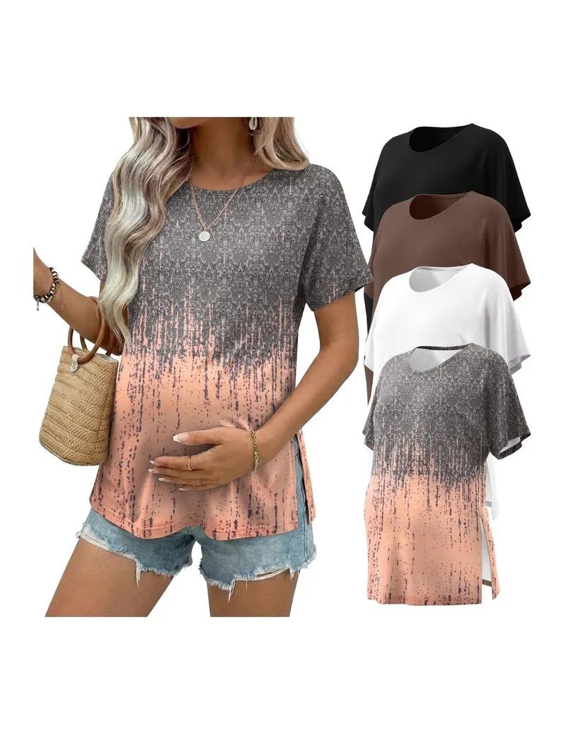 Ekouaer 4-Pack Short Sleeve Maternity Tunic Tops sold by Ekouaer product image thumbnail 2