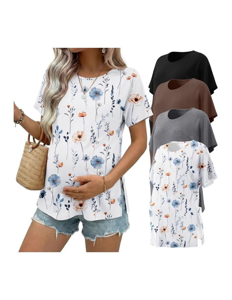 Ekouaer 4-Pack Short Sleeve Maternity Tunic Tops sold by Ekouaer product image thumbnail 3