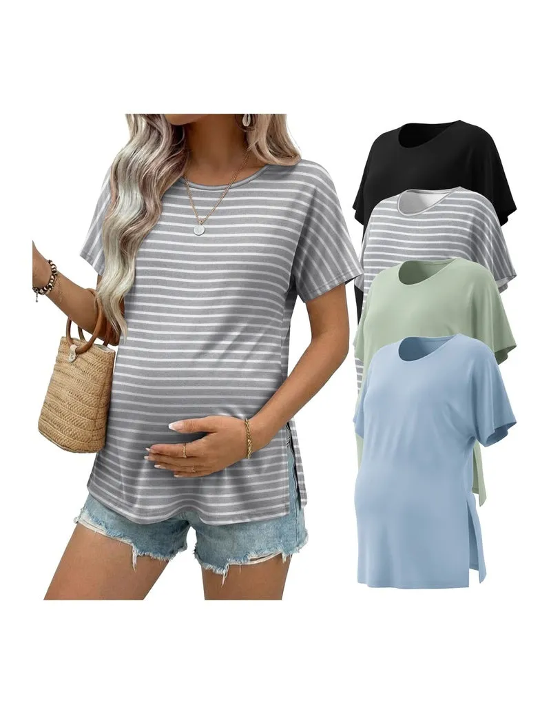 Ekouaer 4-Pack Short Sleeve Maternity Tunic Tops sold by Ekouaer product image thumbnail 5