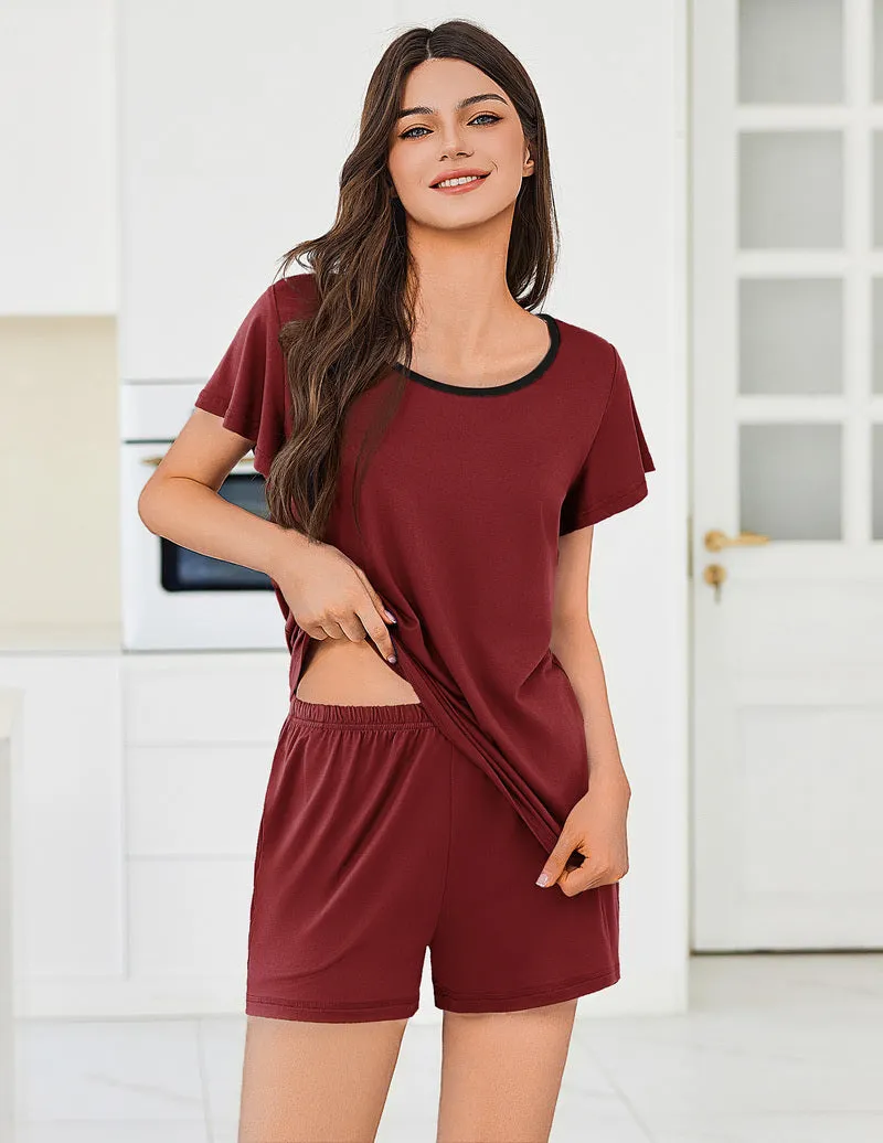 Ekouaer Soft Short Sleeve 2-Piece Pajama Lounge Set sold by Ekouaer product image thumbnail 3