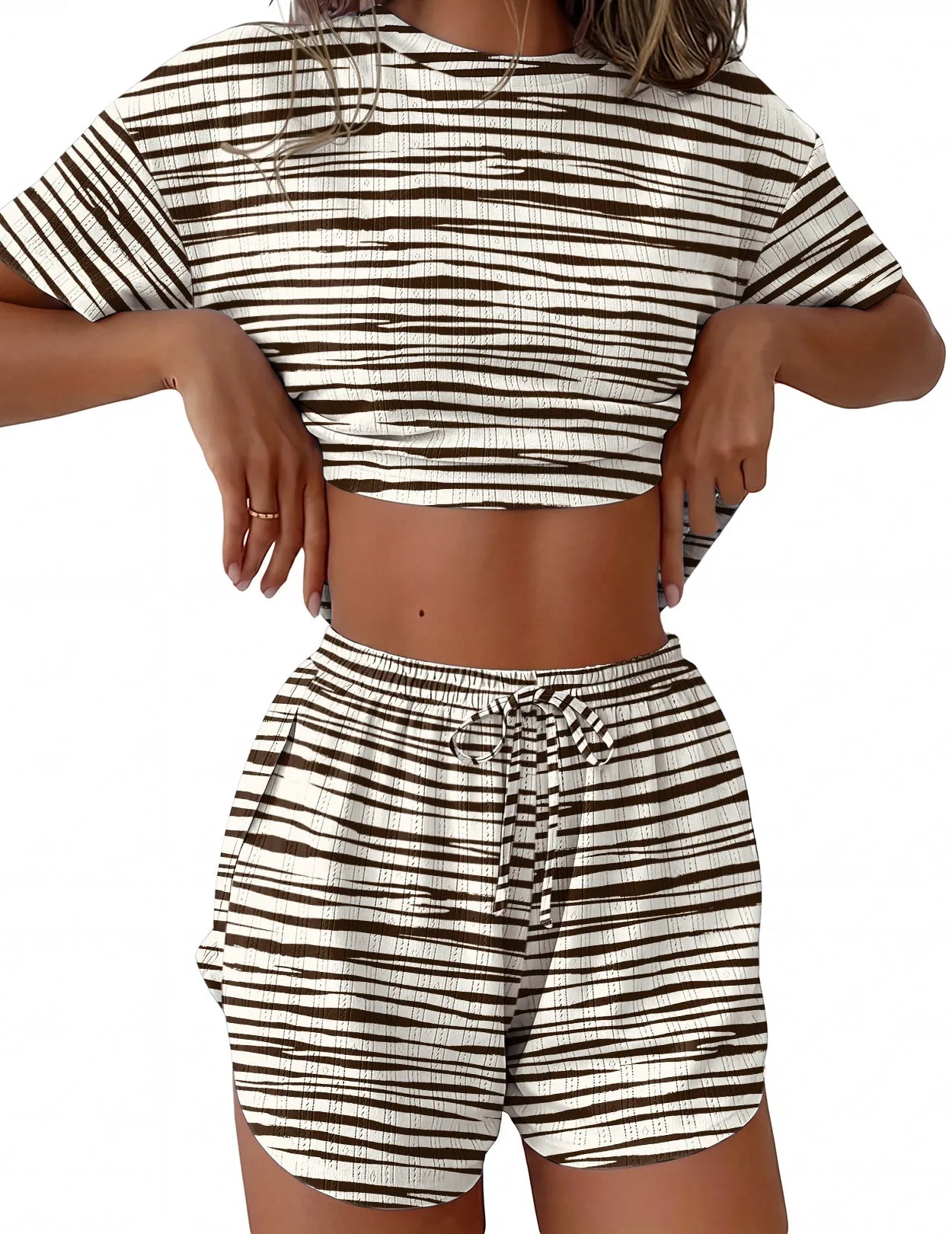 Ribbed Knit Two-Piece Pajama Set sold by Ekouaer product image thumbnail 5