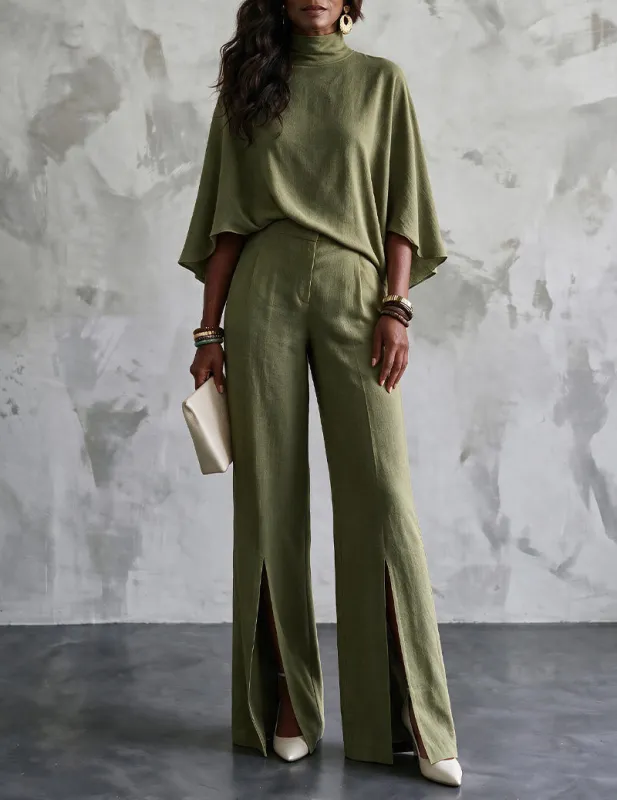 Short Sleeve Top and Wide Leg Pants Lounge Set made by Ekouaer