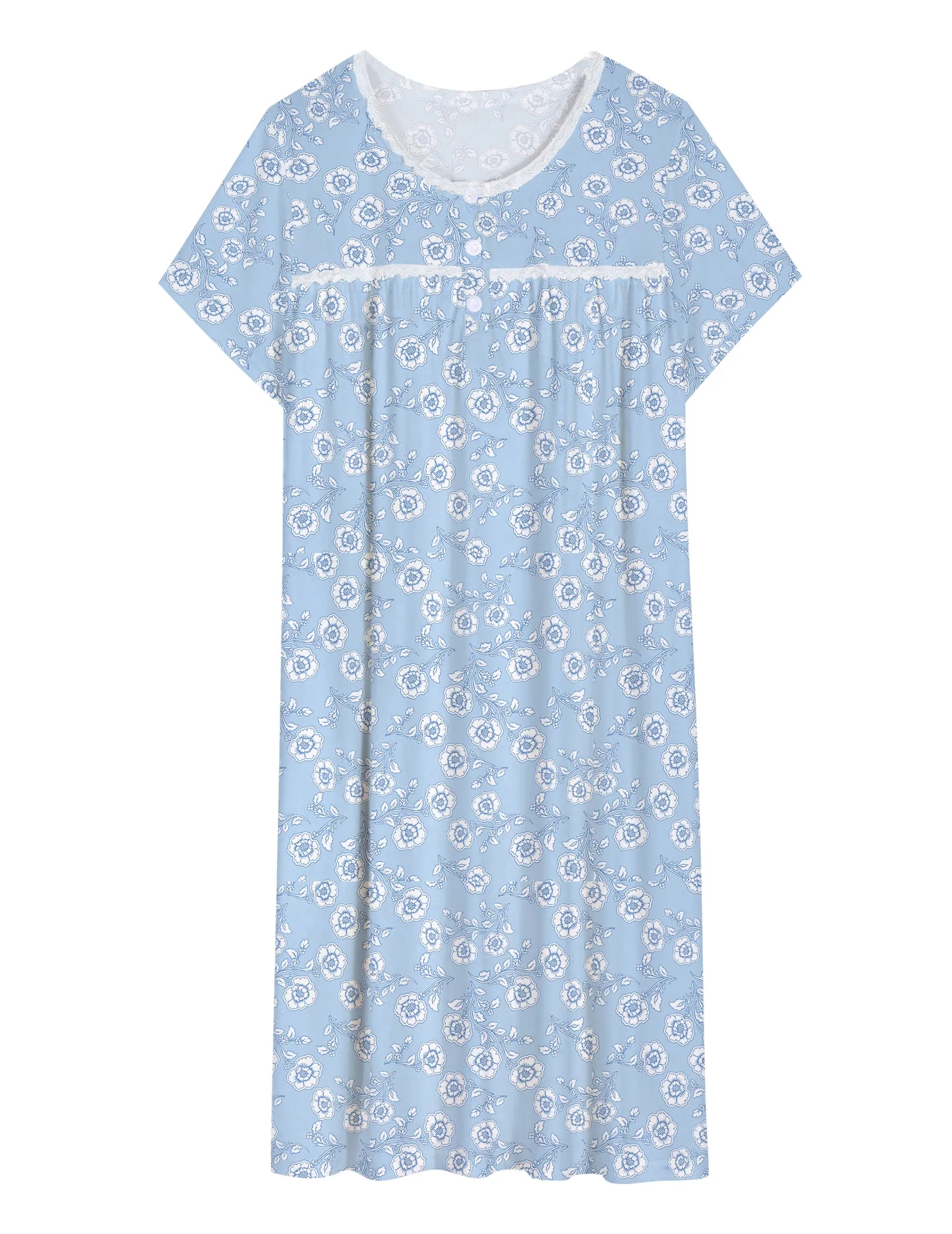 Ekouaer Short Sleeve Nightgown Soft Pajama Dress Sleep Shirt sold by Ekouaer product image thumbnail 5