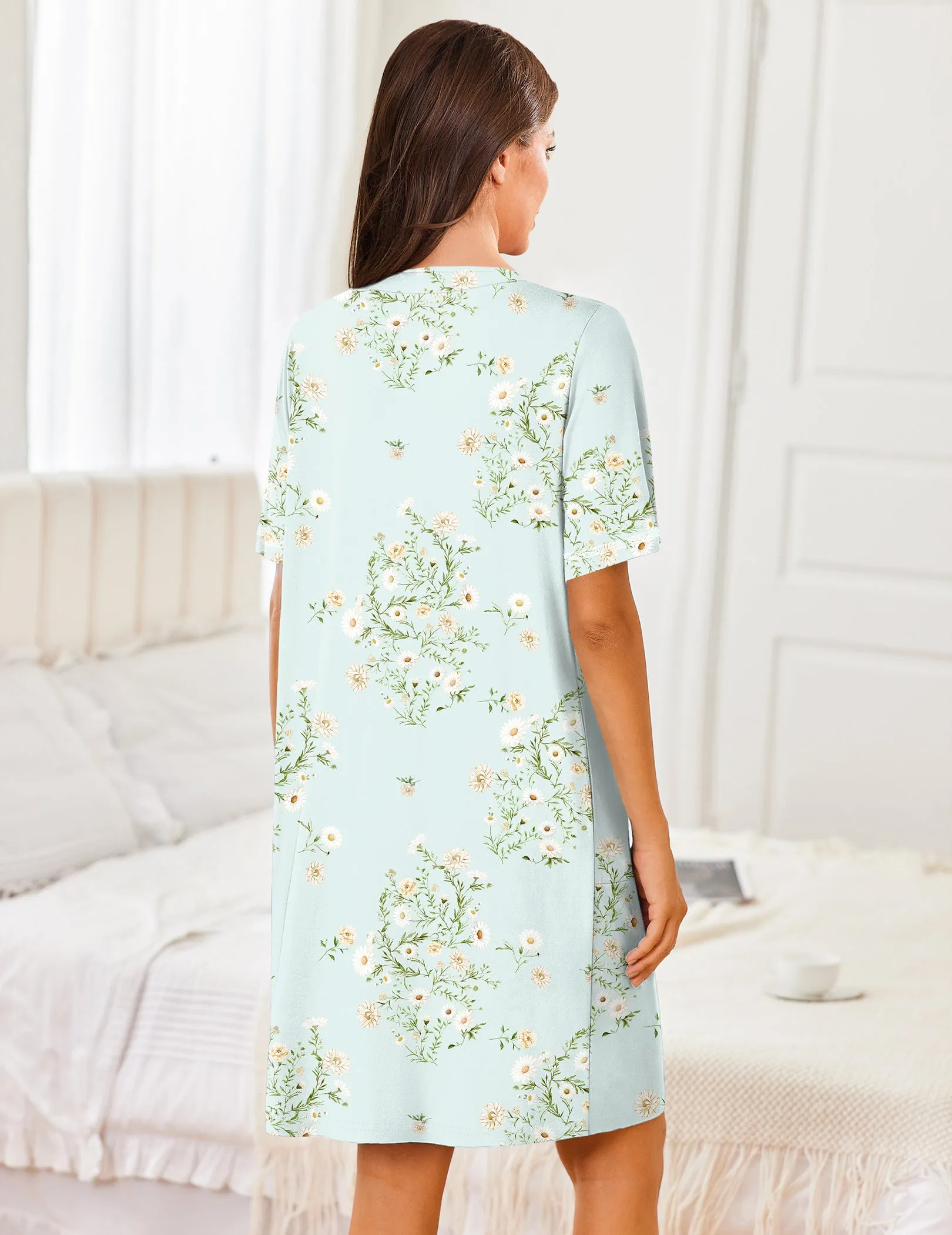 Ekouaer Zip-Up Short Robe Lightweight Housecoat Bathrobe with Pockets sold by Ekouaer product image thumbnail 5