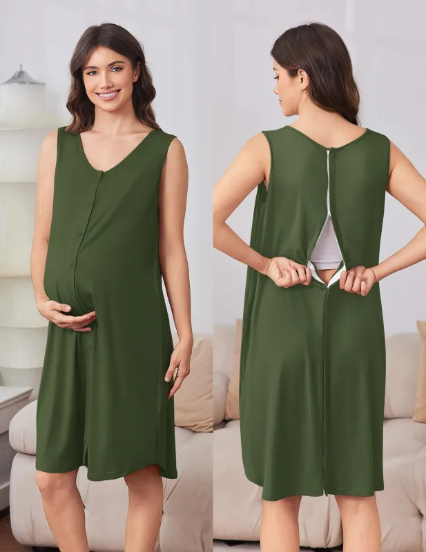 Ekouaer Labor & Delivery Gown and Robe Set Nursing Nightgown for Hospital made by Ekouaer