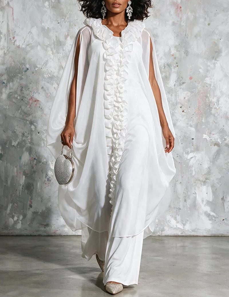 Ekouaer Chiffon Ruffle Loose Cardigan Flowy Casual Kimono Jacket sold by Ekouaer product image thumbnail 2