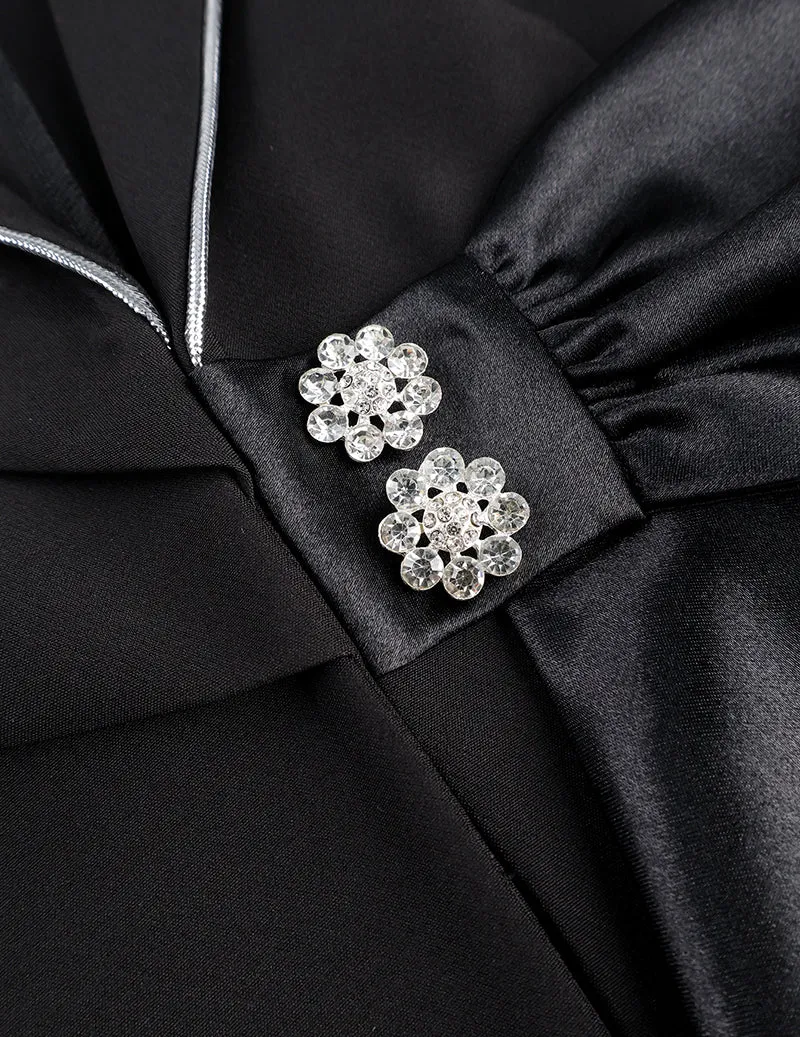 Ekouaer Satin Bow Blazer Cinched Waist Office Business Jacket sold by Ekouaer product image thumbnail 5