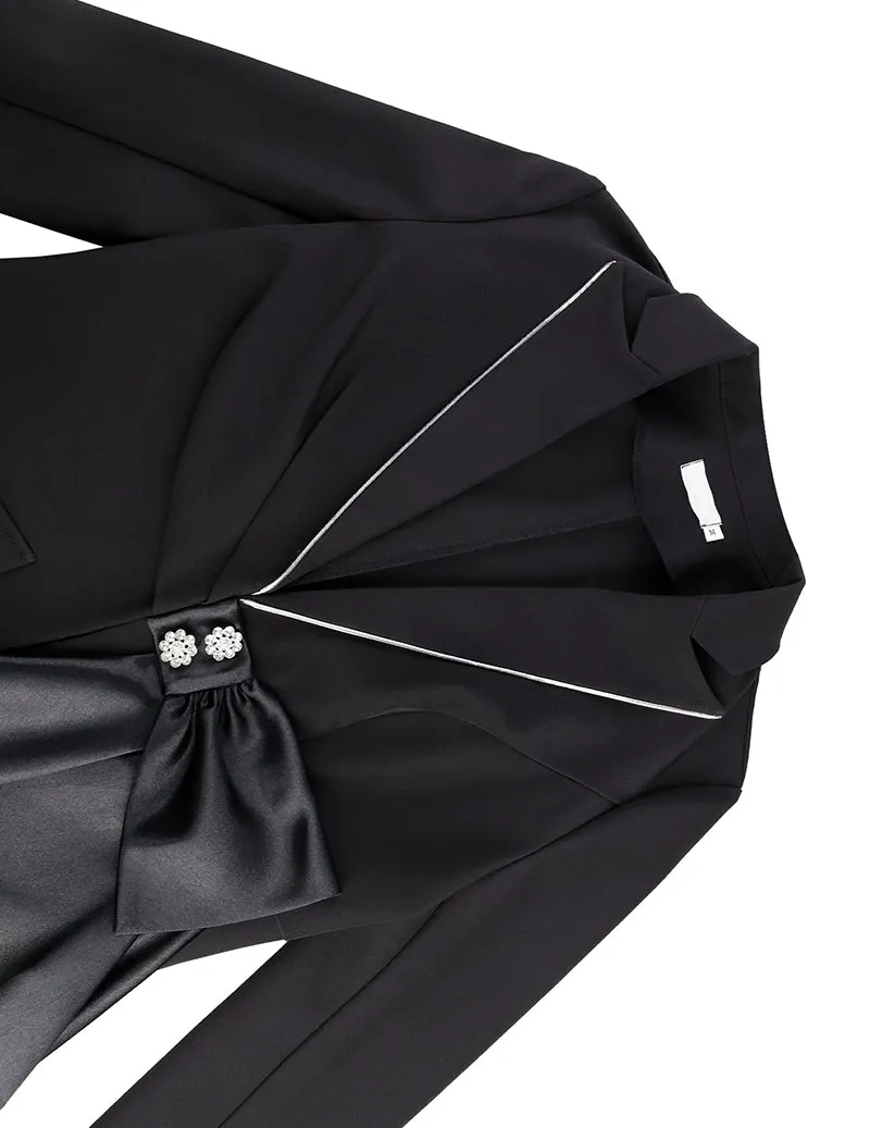 Ekouaer Satin Bow Blazer Cinched Waist Office Business Jacket sold by Ekouaer product image thumbnail 4
