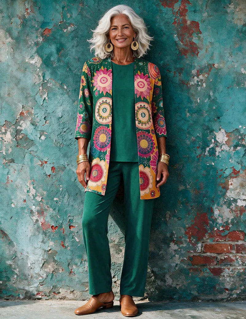 Ekouaer Floral Print 3-Piece Lounge Set – Cardigan, Tank Top & Pants sold by Ekouaer product image thumbnail 2