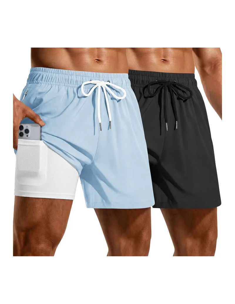 Men's 2-Pack Quick-Dry Mesh Liner Board Shorts with Zip Pockets sold by Ekouaer product image thumbnail 2