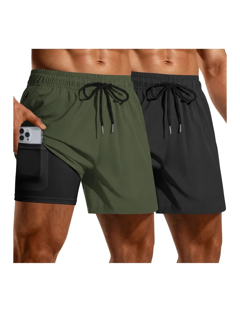 Men's 2-Pack Quick-Dry Mesh Liner Board Shorts with Zip Pockets sold by Ekouaer product image thumbnail 3