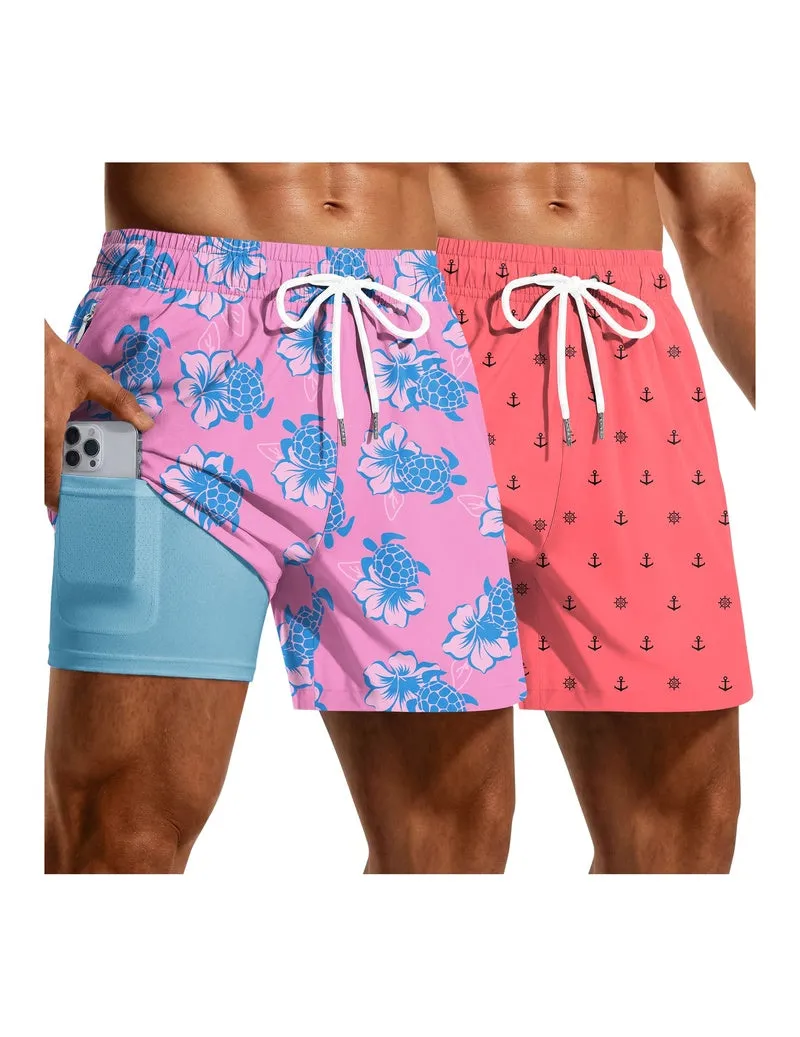 Men's 2-Pack Quick-Dry Mesh Liner Board Shorts with Zip Pockets sold by Ekouaer product image thumbnail 4