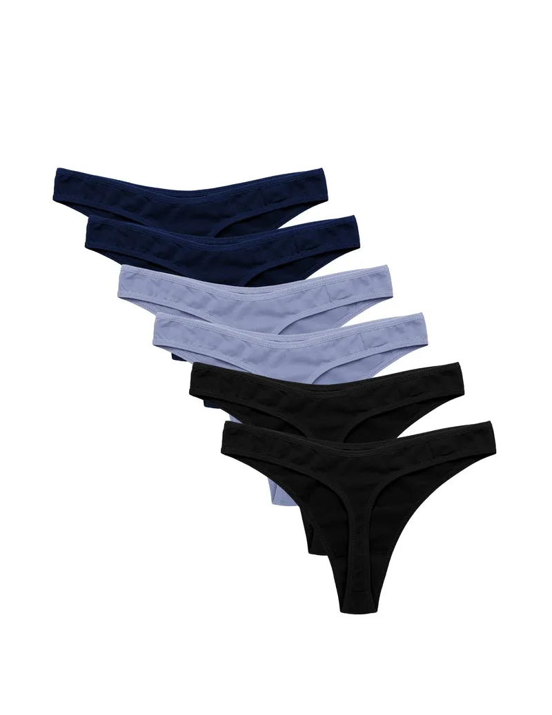 6-Pack Seamless Low Waist Cotton G-String Thong Underwear sold by Ekouaer product image thumbnail 3