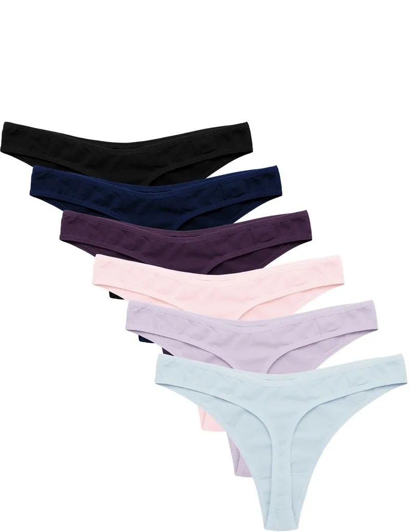 6-Pack Seamless Low Waist Cotton G-String Thong Underwear sold by Ekouaer product image thumbnail 5