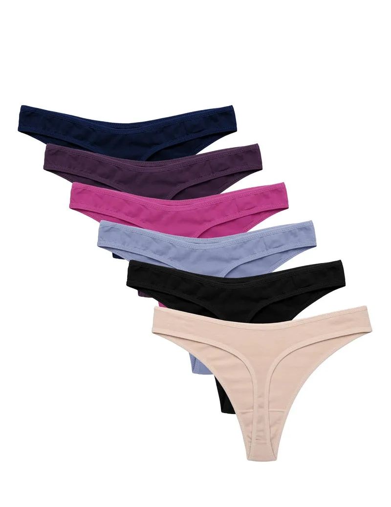 6-Pack Seamless Low Waist Cotton G-String Thong Underwear sold by Ekouaer product image thumbnail 2