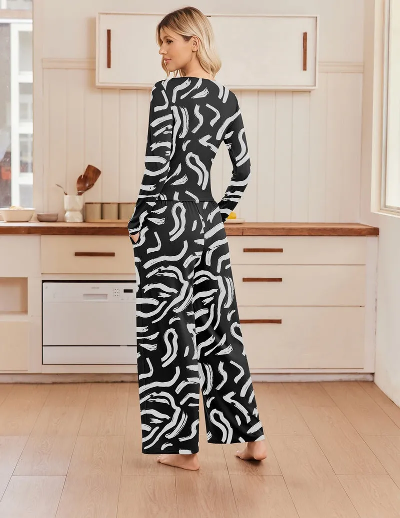 Rayon Slim Crew Neck Ruched Top & Wide Leg Pants 2-Piece Set sold by Ekouaer product image thumbnail 2