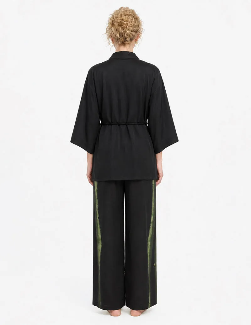 Wrap Front Floral Print Kimono Two-Piece Pajama Set sold by Ekouaer product image thumbnail 5