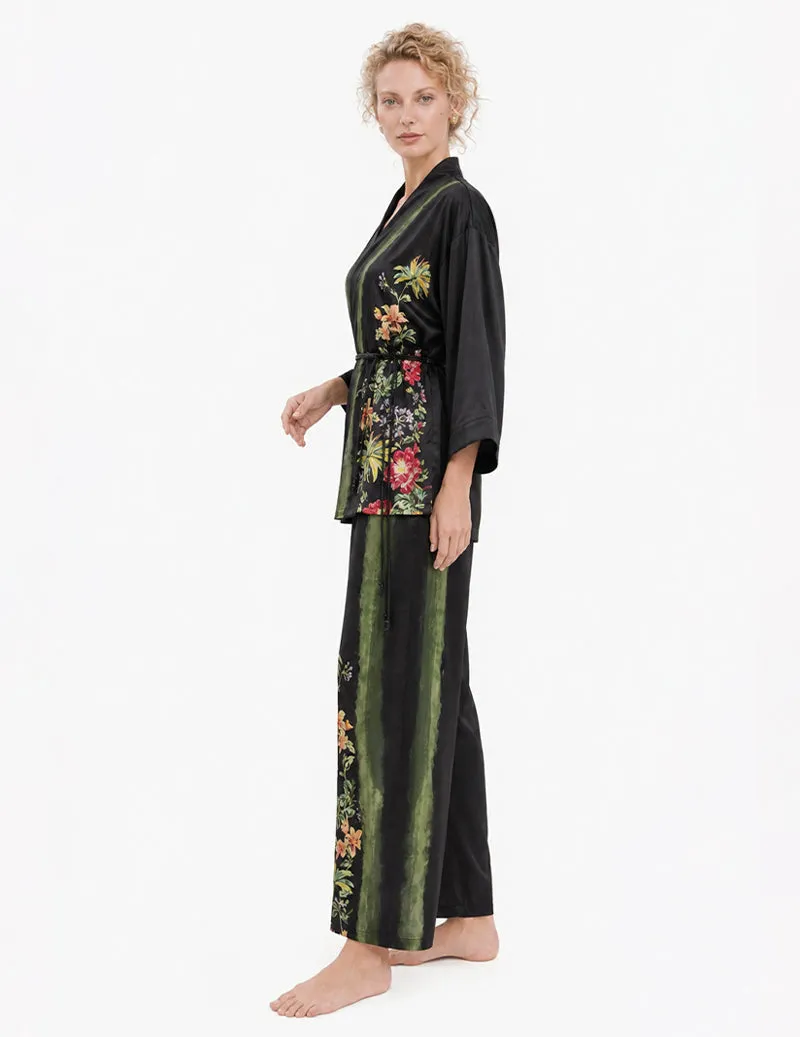 Wrap Front Floral Print Kimono Two-Piece Pajama Set sold by Ekouaer product image thumbnail 4