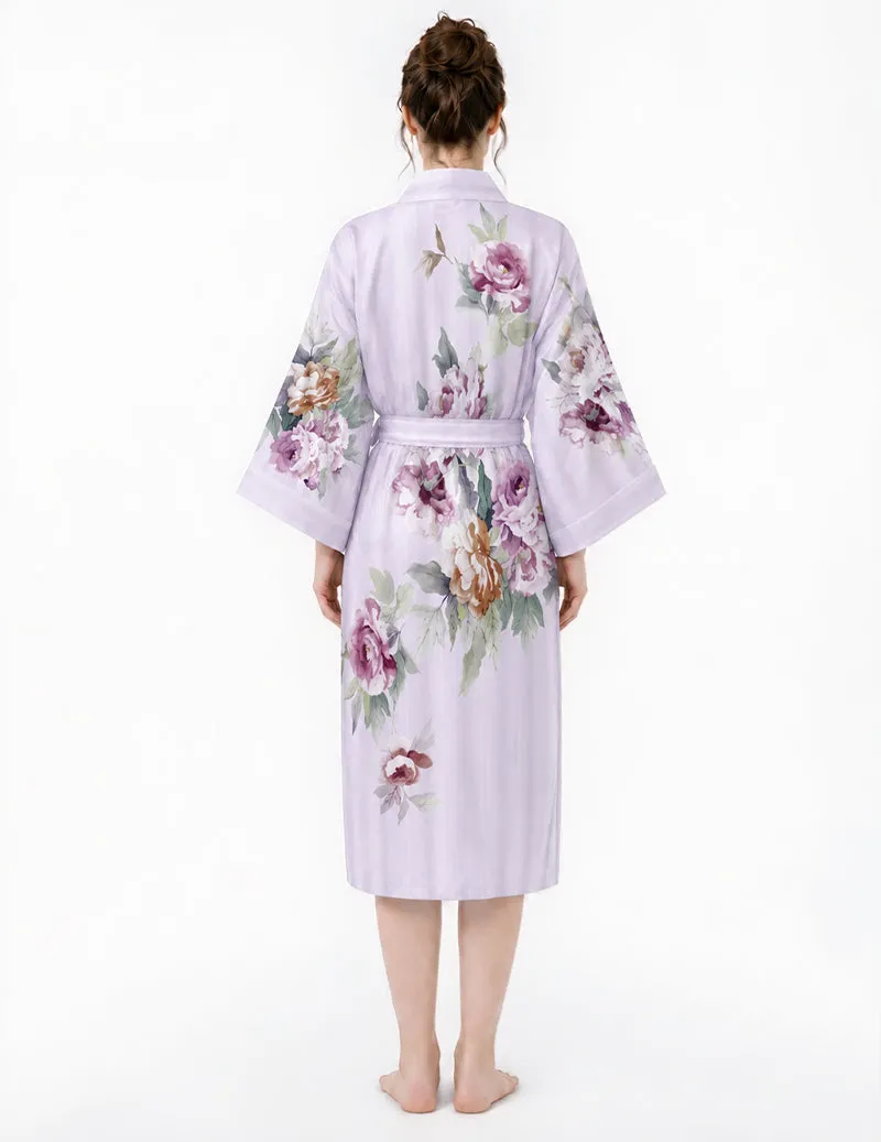 100% Lyocell Floral Print Wrap Tie Front Kimono Robe sold by Ekouaer product image thumbnail 5