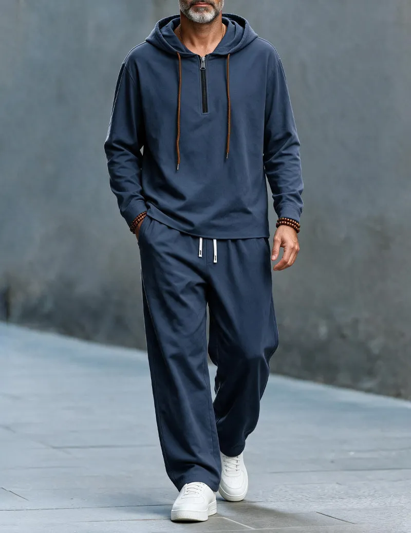 Men Linen Hooded Top & Wide Leg Pants Set sold by Ekouaer product image thumbnail 5