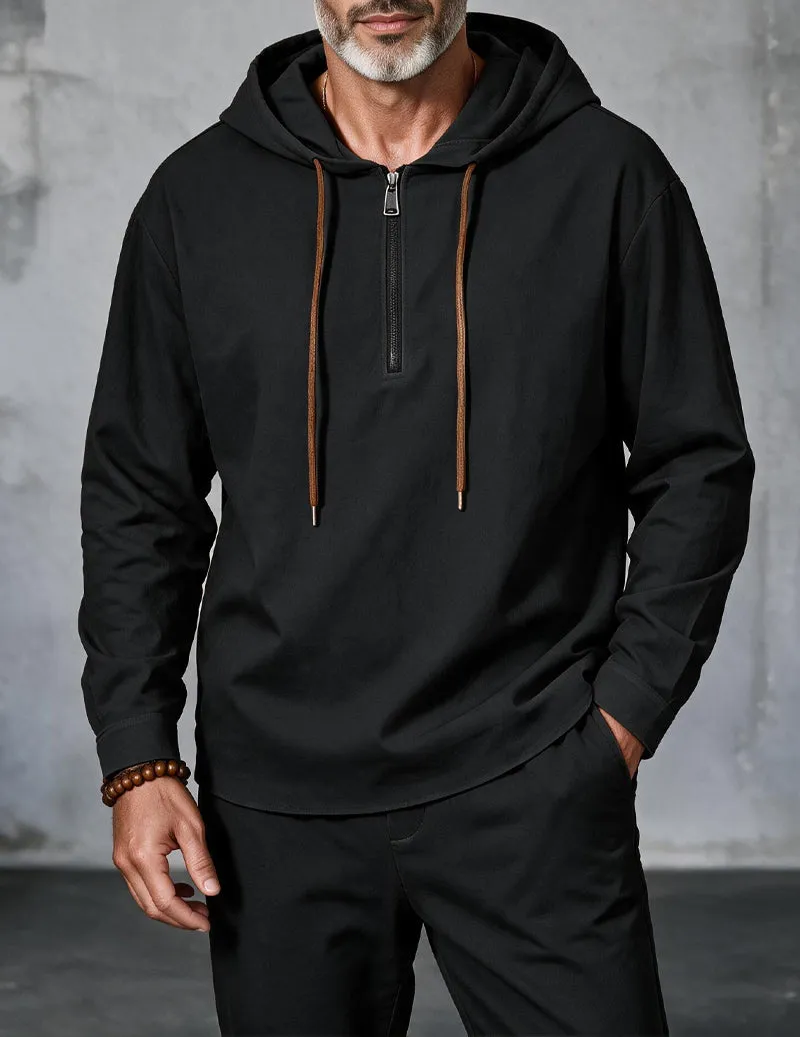 Men Linen Hooded Zip Up Long Sleeve Top sold by Ekouaer product image thumbnail 5