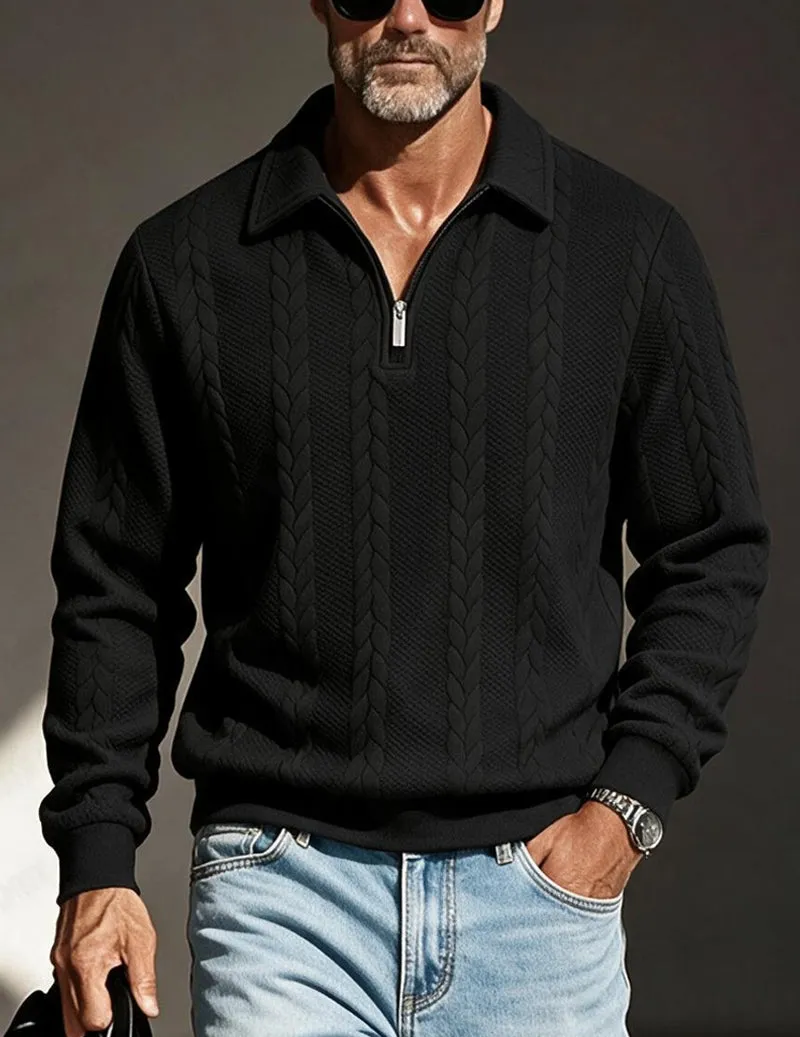 Ekouaer Men Quarter Zip Polo Collar Knit Pullover sold by Ekouaer product image thumbnail 4