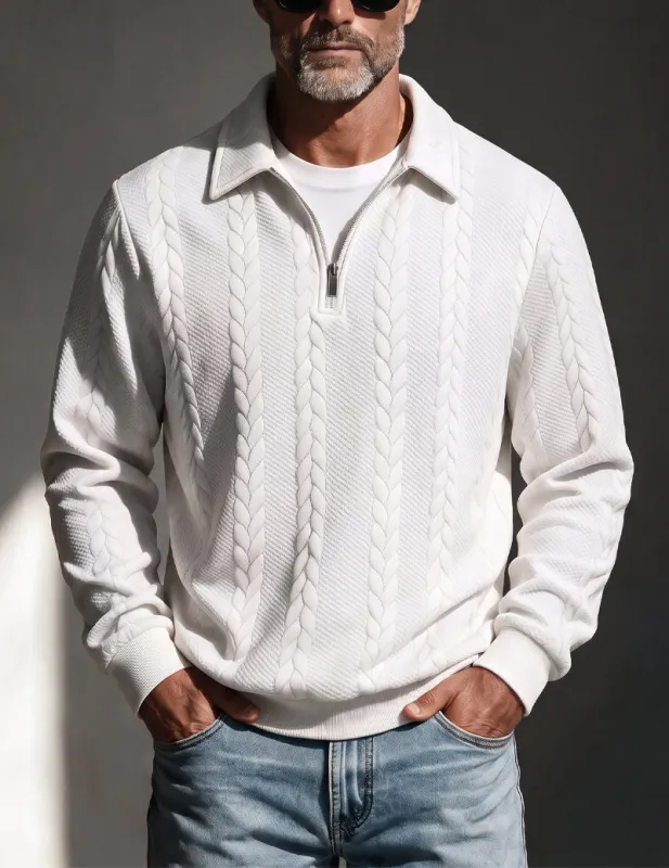 Ekouaer Men Quarter Zip Polo Collar Knit Pullover made by Ekouaer