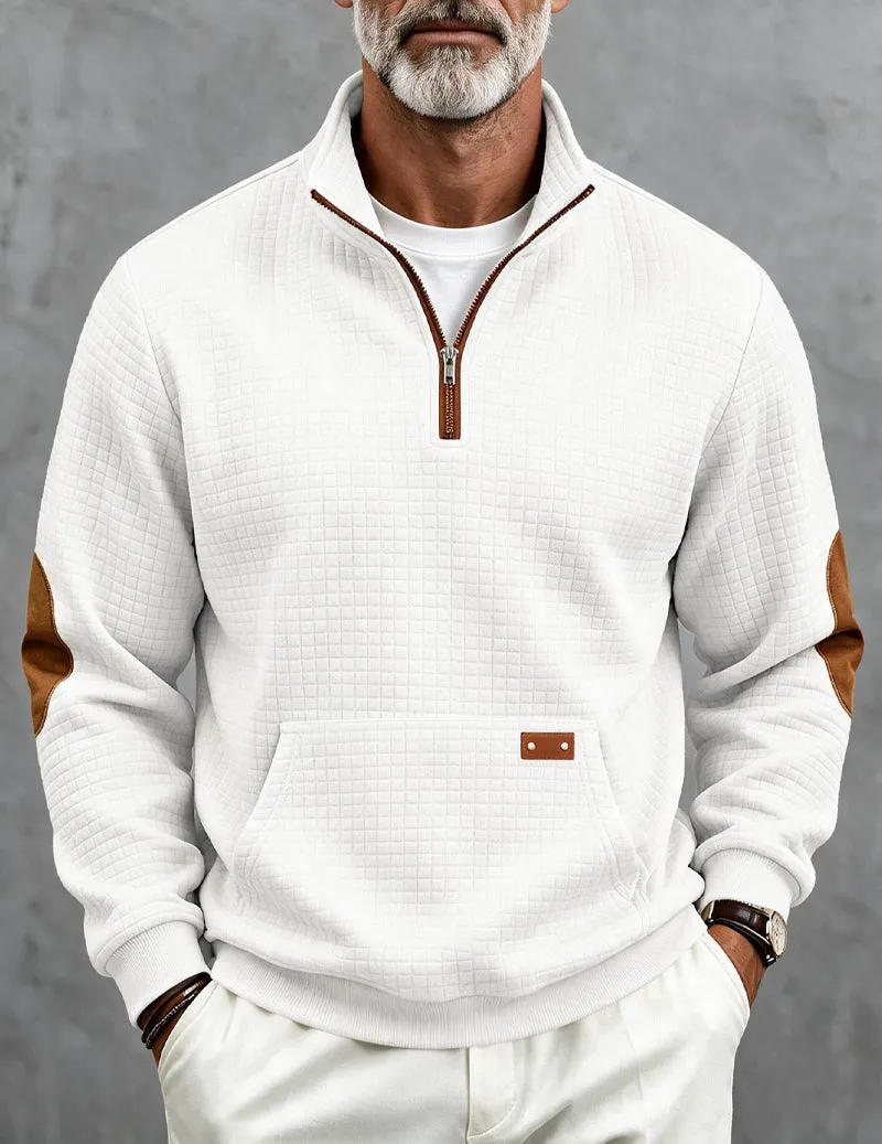 Ekouaer Men Quarter Zip Pullover Sweatshirt With Contrast Cuffs sold by Ekouaer
