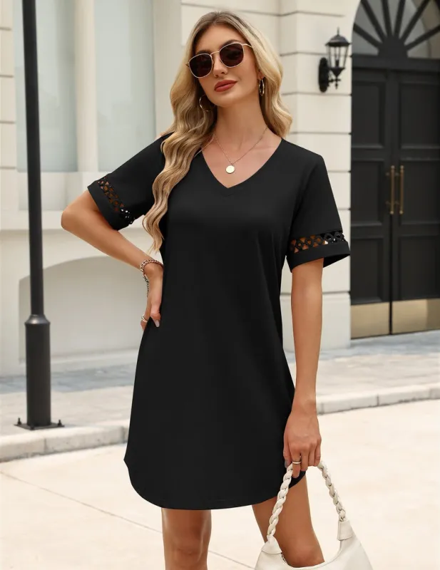 Ekouaer Cotton V-Neck Short Sleeve Nightgown made by Ekouaer