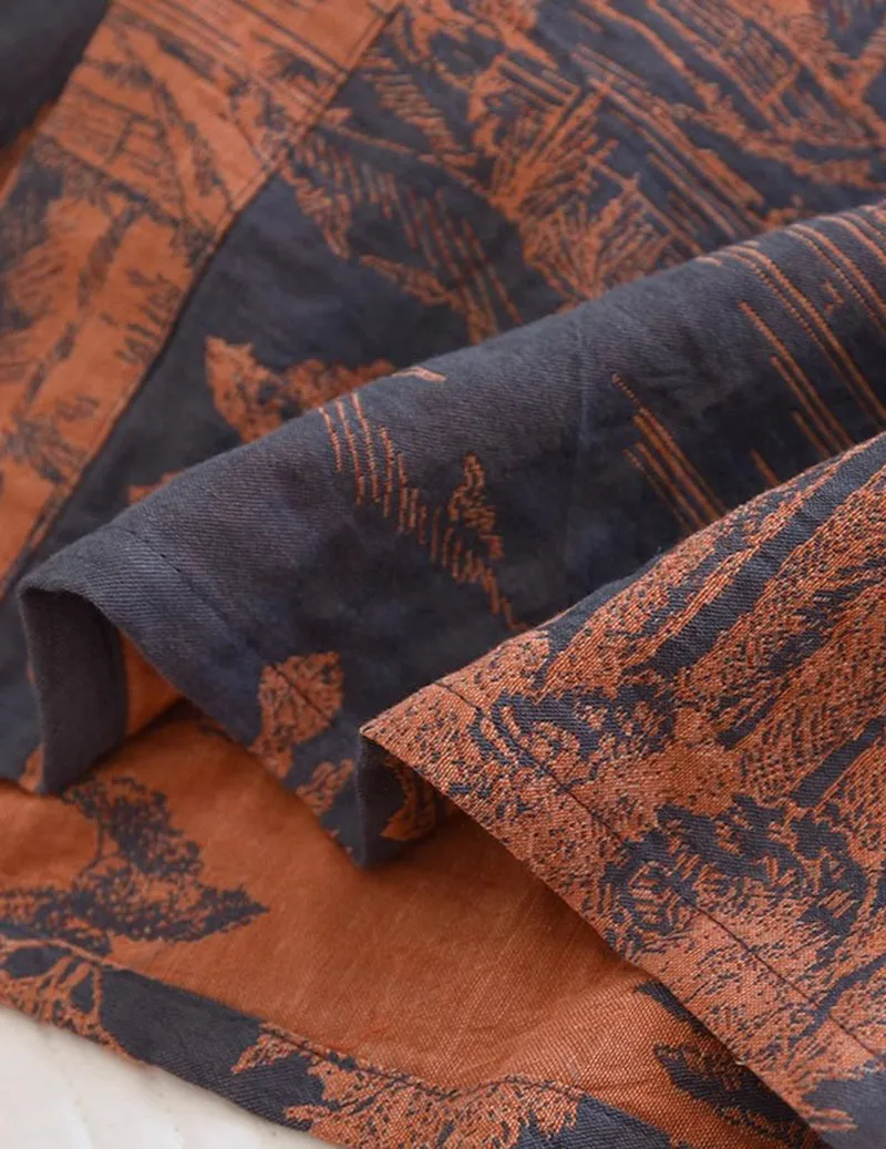Men Jacquard Landscape Print Belted Kimono Robe sold by Ekouaer product image thumbnail 3