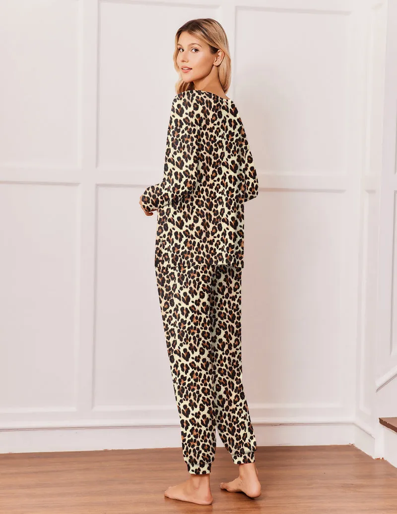 Long Sleeve Crew Neck Winter Soft Warm Pajama Set sold by Ekouaer product image thumbnail 3