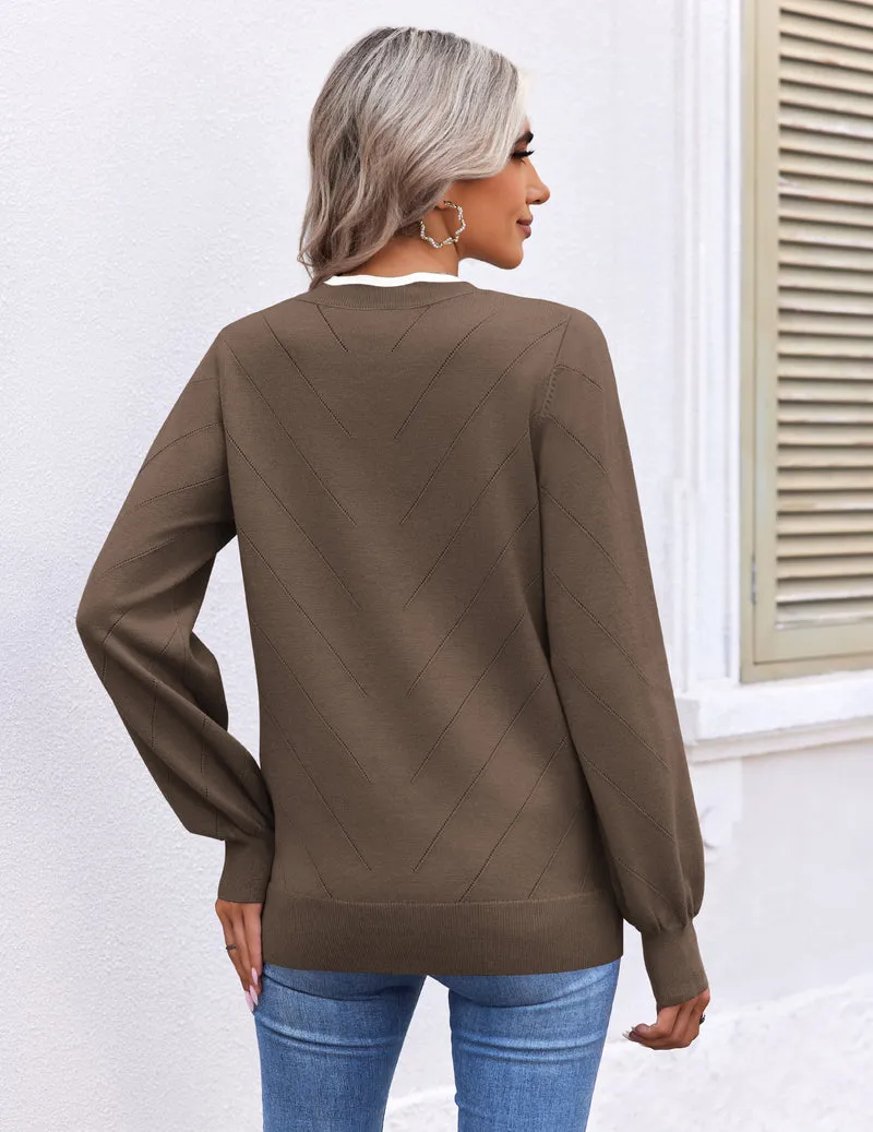 Long Sleeve V Neck Knit Soft Winter Ladies Christmas Top sold by Ekouaer product image thumbnail 4