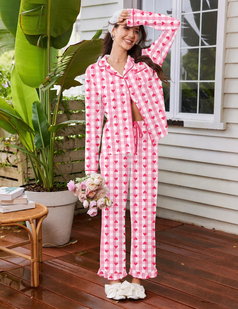 Long Sleeve Button Down Notch Collar Soft Warm Pajama Set sold by Ekouaer product image thumbnail 3
