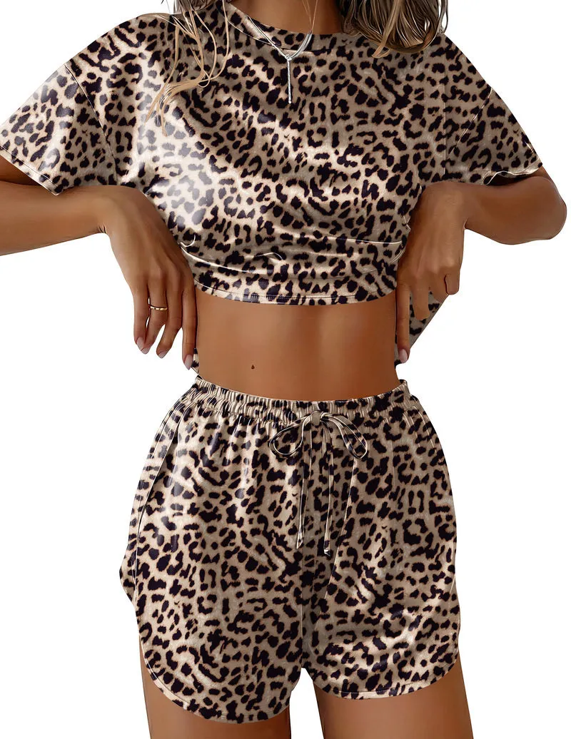 Short Sleeve Satin Side Split Shorts Pajama Set sold by Ekouaer product image thumbnail 4