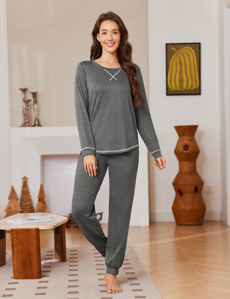 Long Sleeve Soft Warm Cozy Pajama Set sold by Ekouaer product image thumbnail 5