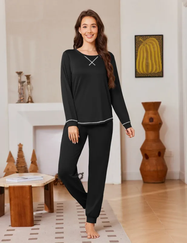 Long Sleeve Soft Warm Cozy Pajama Set made by Ekouaer