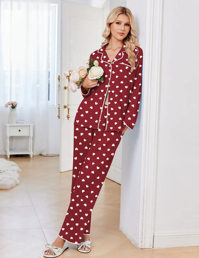 Long Sleeve Button Down Notch Collar Pajama Set sold by Ekouaer product image thumbnail 5