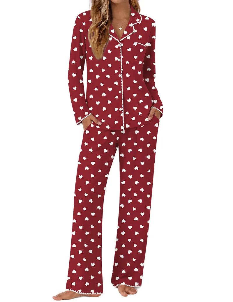 Long Sleeve Button Down Notch Collar Pajama Set sold by Ekouaer product image thumbnail 4