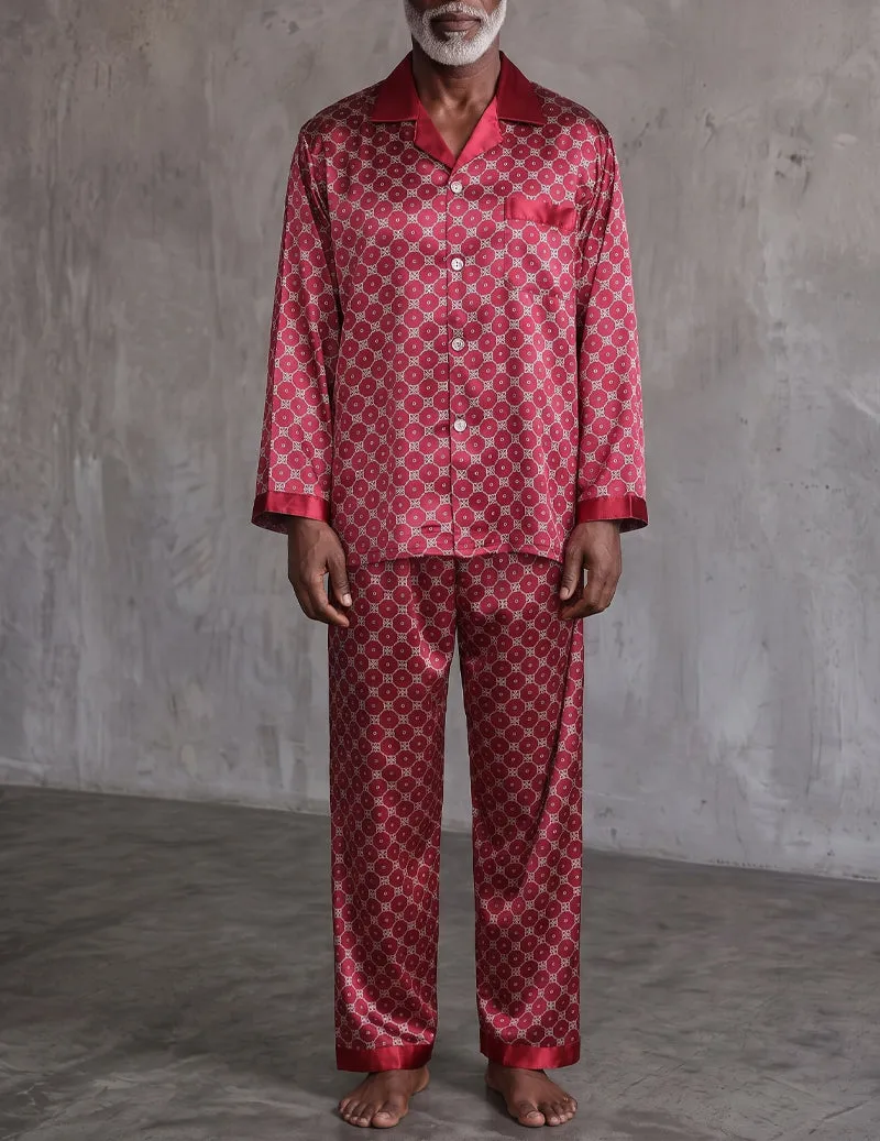 Men Satin Notch Collar Button Down Long Sleeve Pajama Set sold by Ekouaer product image thumbnail 5