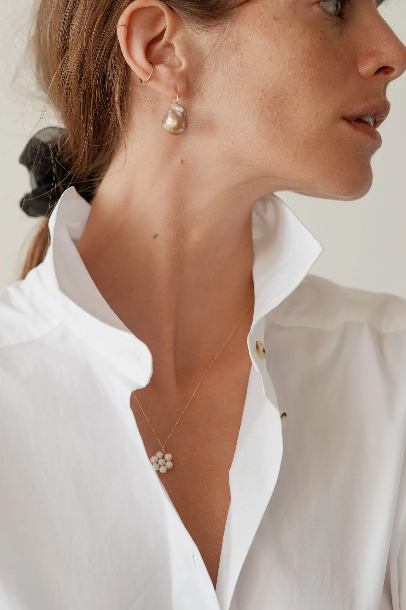 The June Pink Pearl Drop Earrings sold by DONNI. product image thumbnail 2