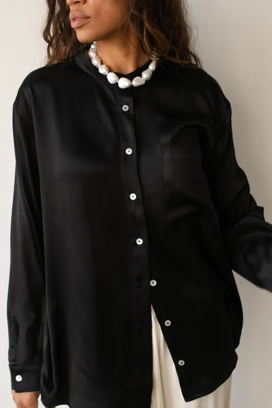 The Satiny Mandarin Shirt sold by DONNI.