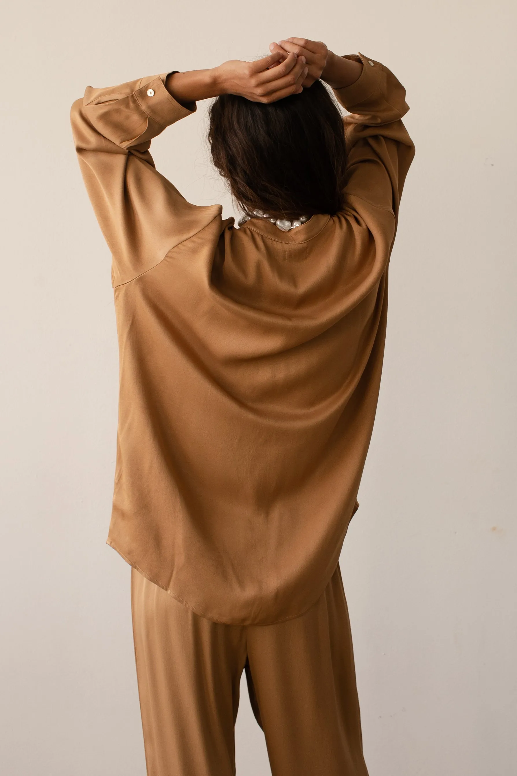 The Satiny Mandarin Shirt sold by DONNI. product image thumbnail 5