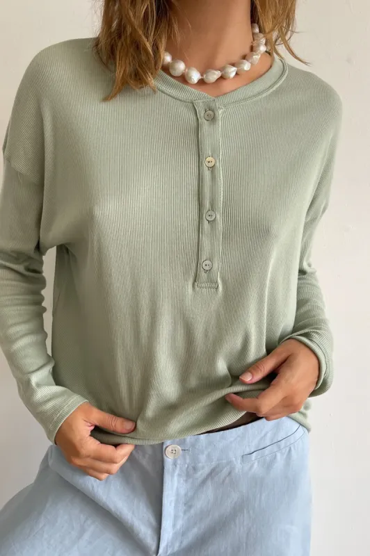 rib henley long sleeve sold by DONNI.