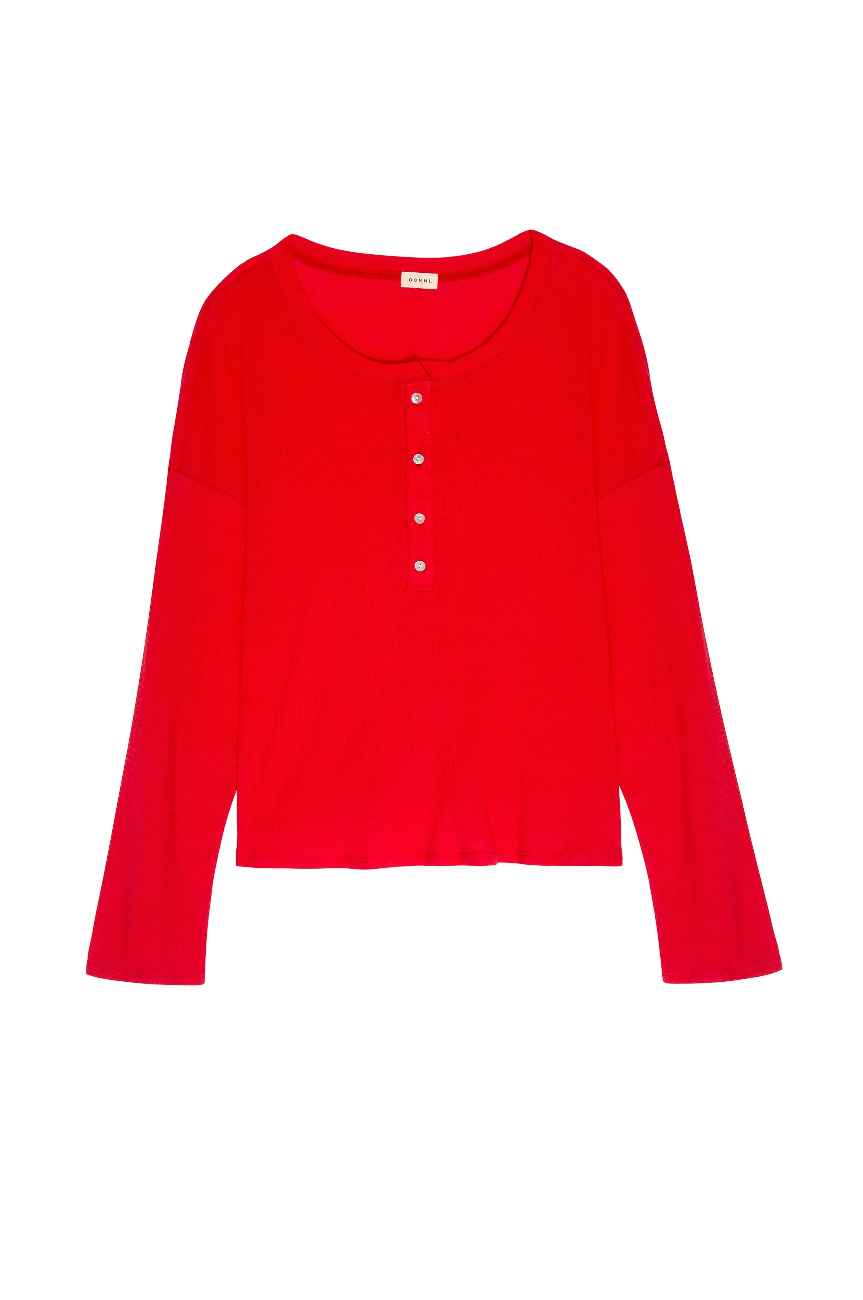 rib henley long sleeve sold by DONNI. product image thumbnail 2